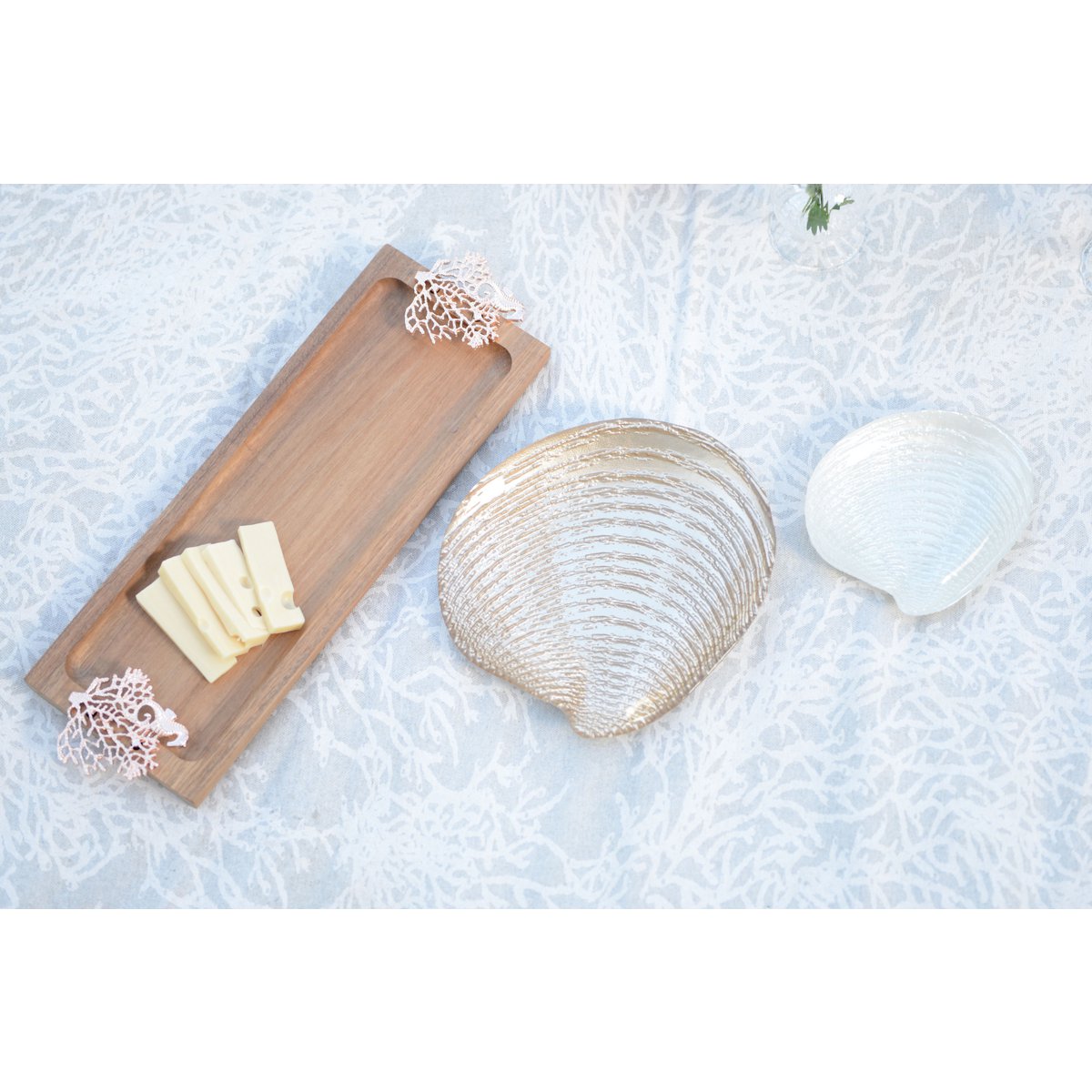 Wooden tray with Decoration Corail Rose Gold 42x13x3cm