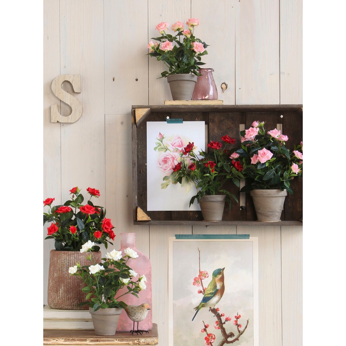 Artificial plant Rosebush White