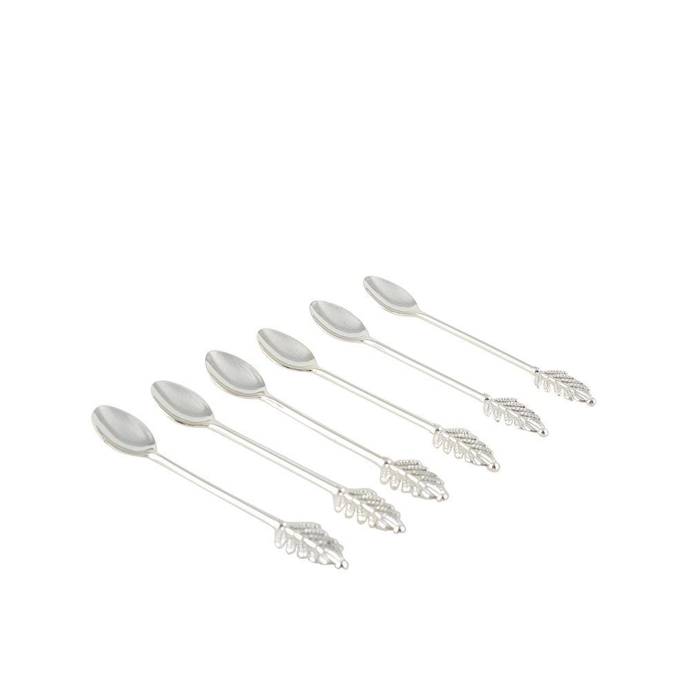 SILVER LEAF TEASPOONS - SET OF 6