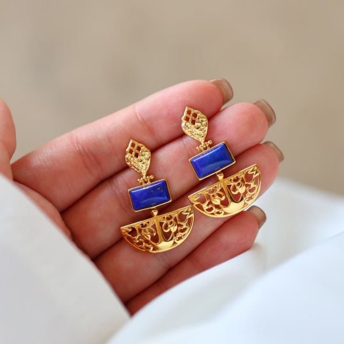 Royal Style Drop Earrings with Lapislazuli