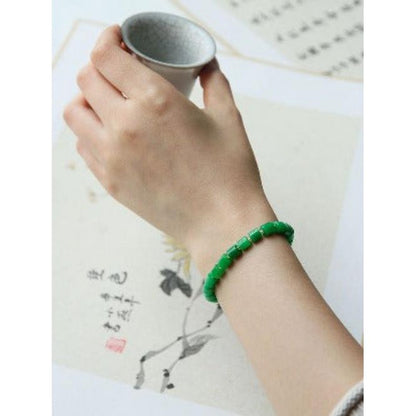 Minimalist Vivid Green Jade Beads Bracelet