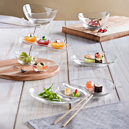 Aperitif set of 3 cups on transparent plateau 41cm