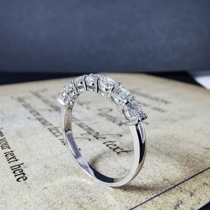 Sparkling Half Eternity Moissanite Rings