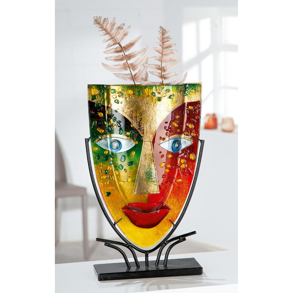 Glasart oval design vase Face "Blue Eye"