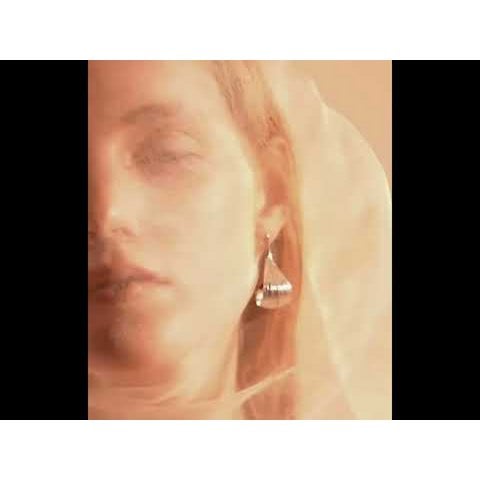 Modern Silver Curved Leaf Earrings