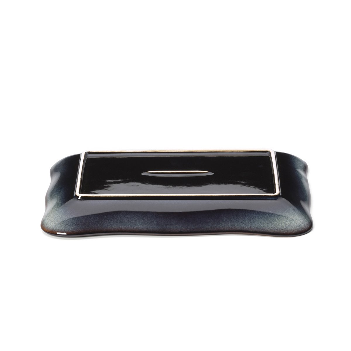The Lotus Ice Rectangular Plate - Grey Brown - L