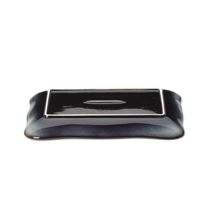 The Lotus Ice Rectangular Plate - Grey Brown - L