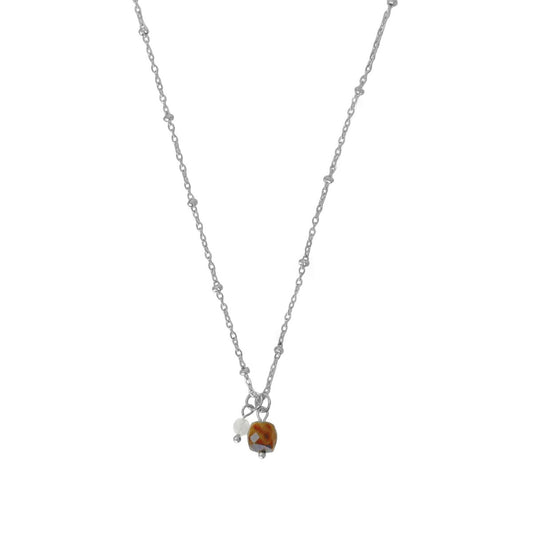 Tiger Eye and Moonstone Necklace - Silver