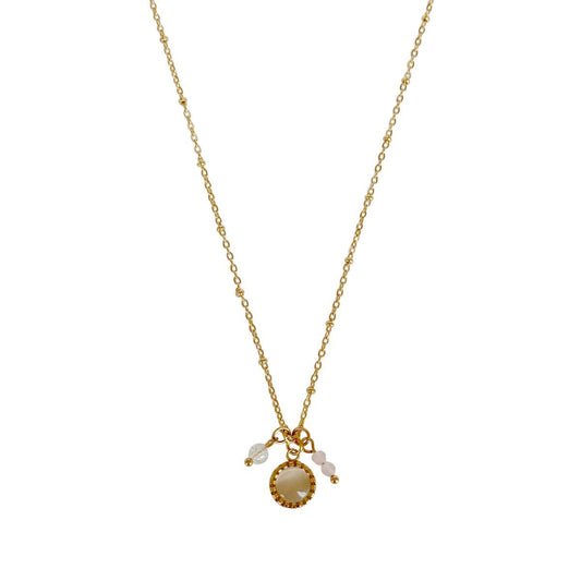 Cat's Eye & Rozenkwarts Necklace - Gold