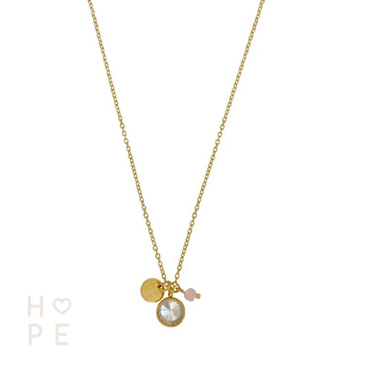 Hope & Rose Quartz Necklace - Gold