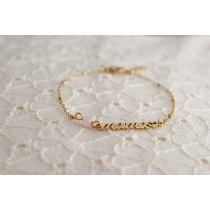 Mama & Rose Quartz Bracelet - Gold
