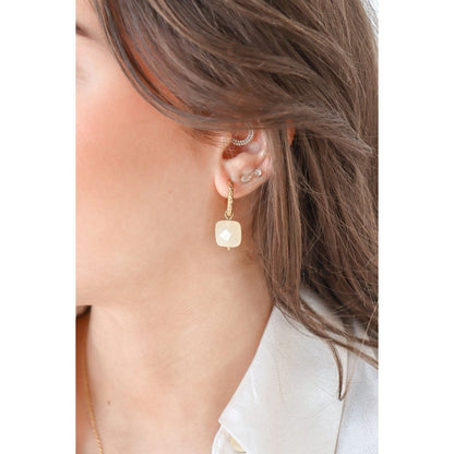 Jade Gemstone Earrings - Gold