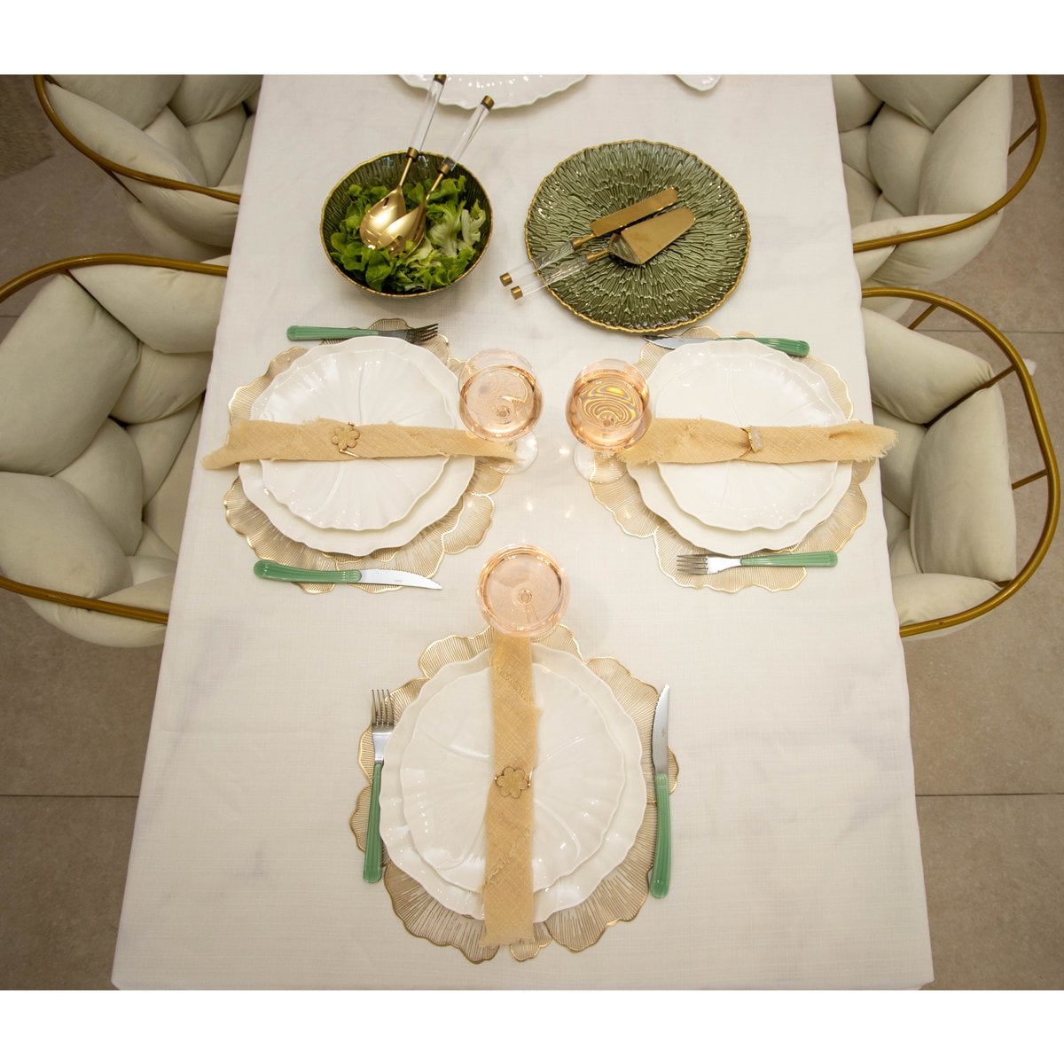 Green cup with gilded edge 23cm