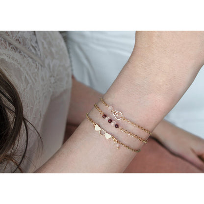 Bracelet Hearts & Rose Quartz - Gold