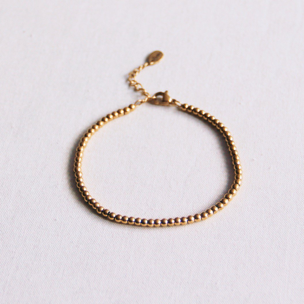 SA830: Steel beaded bracelet "Small" - gold