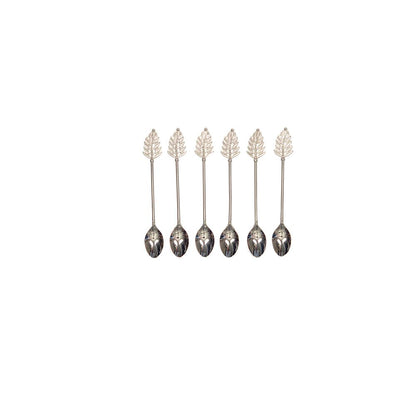 SILVER LEAF TEASPOONS - SET OF 6