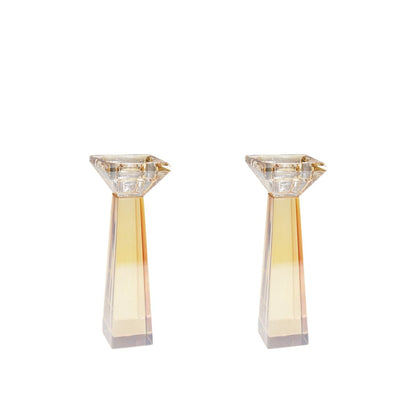 Amber candle holders h16cm - set of 2