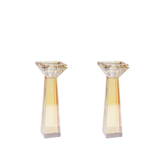 Amber candle holders h16cm - set of 2