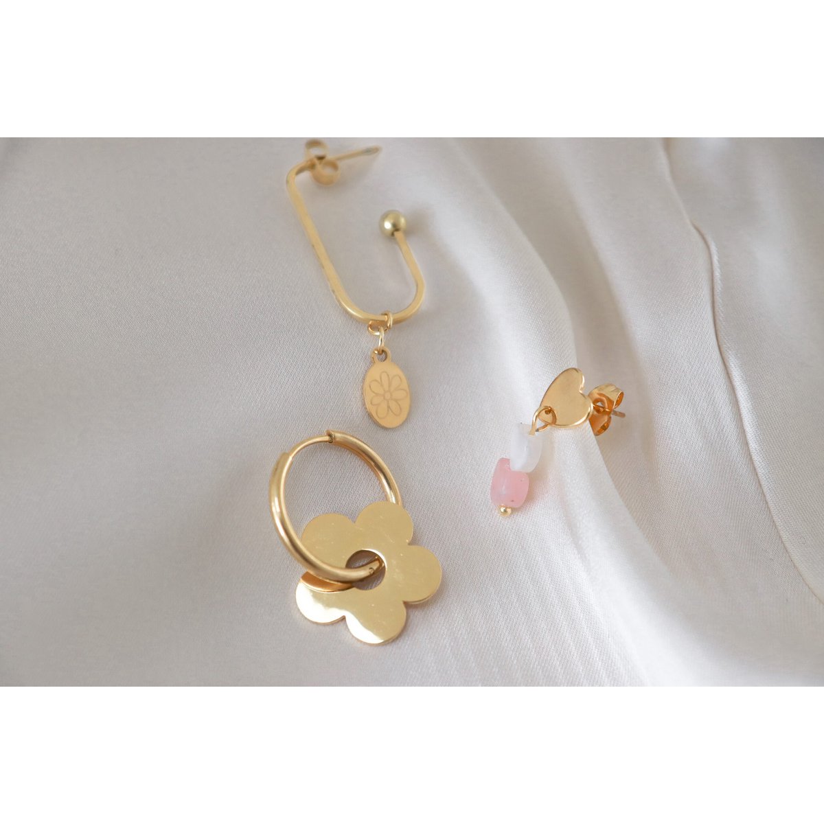 Gold Flower Hoop Earrings