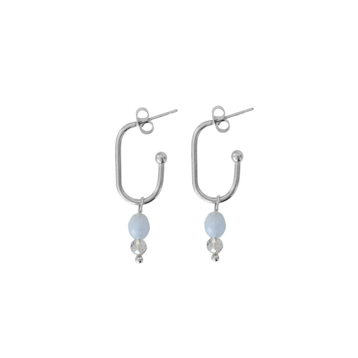 Earrings Aquamarine and Labradorite - Silver