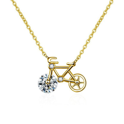 Cute Moissanite Bicycle Necklace