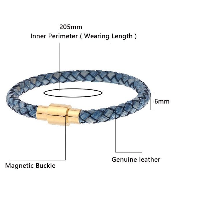 Braided Leather Bracelet-Gold Buckle