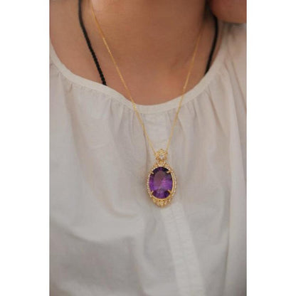 Royal Style Amethyst Large Pendant Necklace