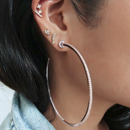 Oversized Sparkling Hoop Earrings-360 Degree Glamour
