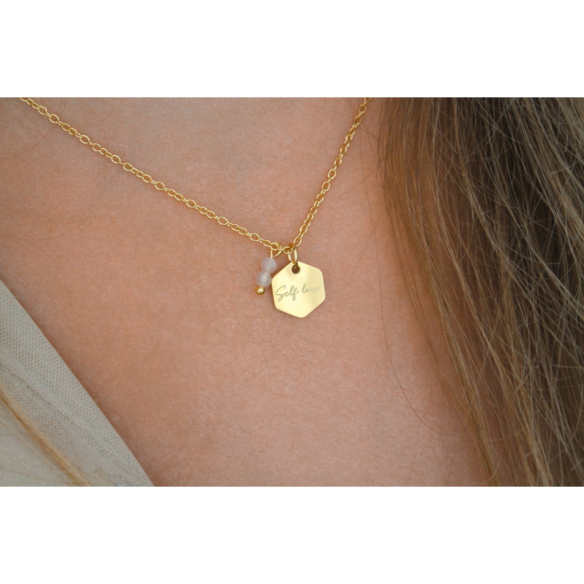 Necklace Self Love & Rose Quartz - Gold