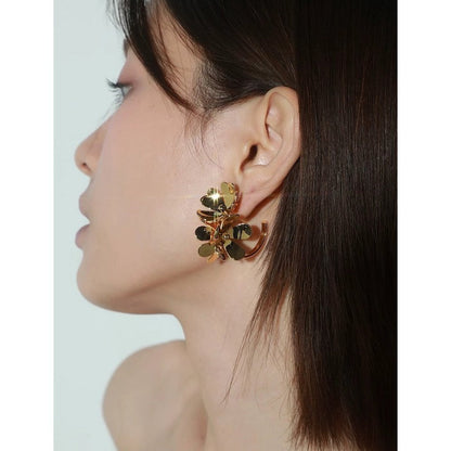 Dynamic Vivid Flower Petals Hoop Earrings