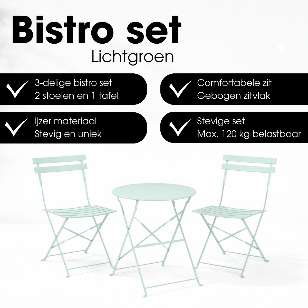 Garden bistro set Laurence Light green