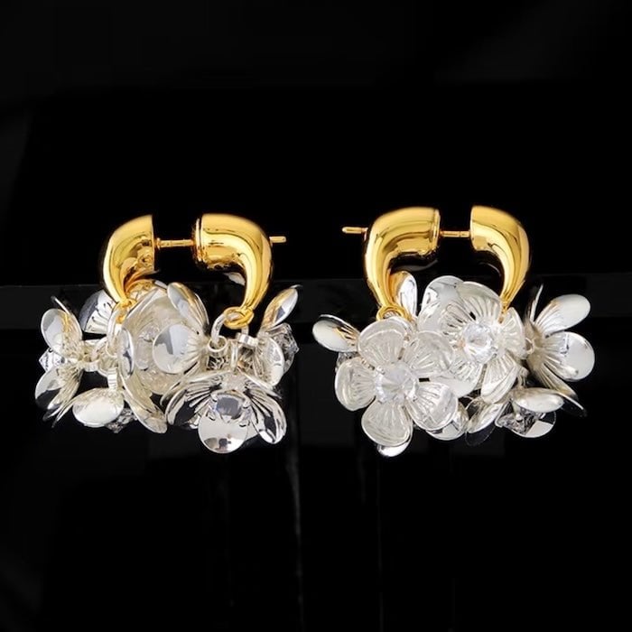 Two-Tone Silver Blossom Earrings