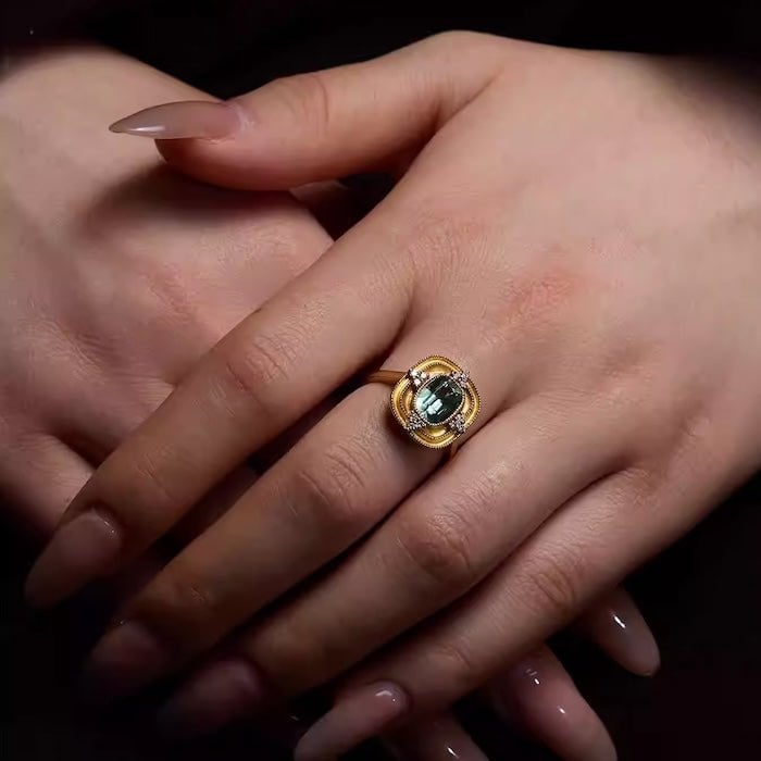Royal Style Sky Blue Halo Ring