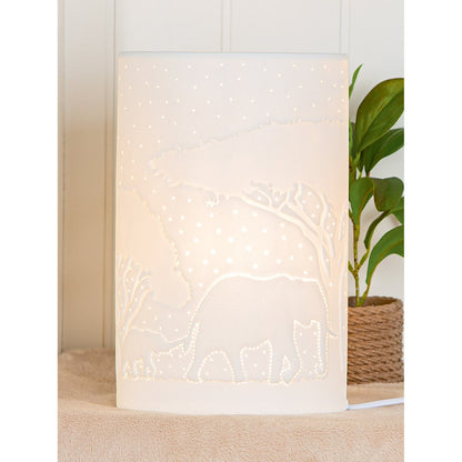 Table lamp oval Savannah, white H.28 cm