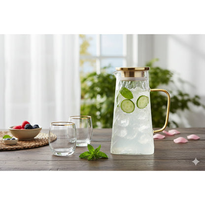Glass carafe gold lid 1.5L