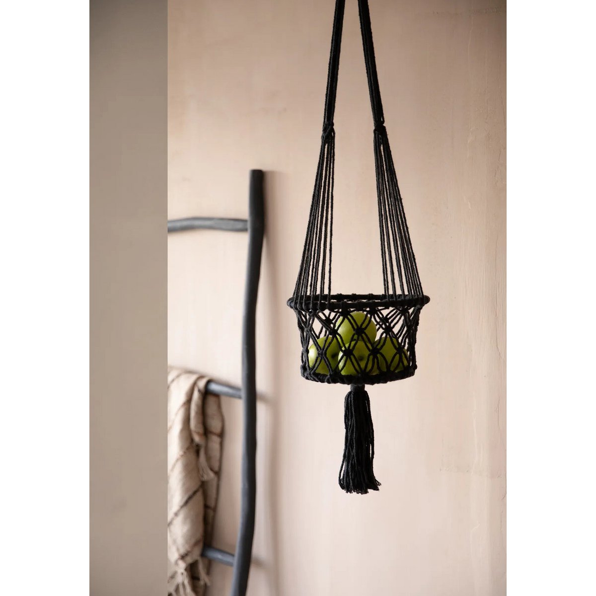 The Macrame Plant Holder - Black - L