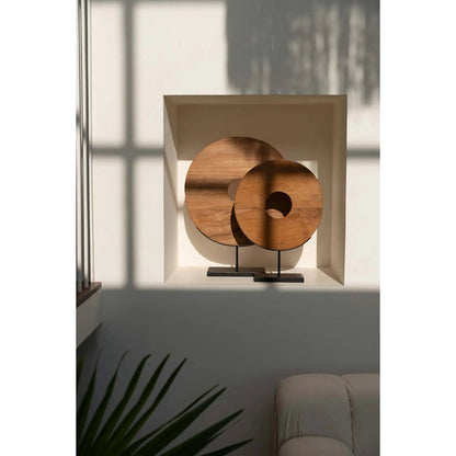 The Teak Disc on Stand - L