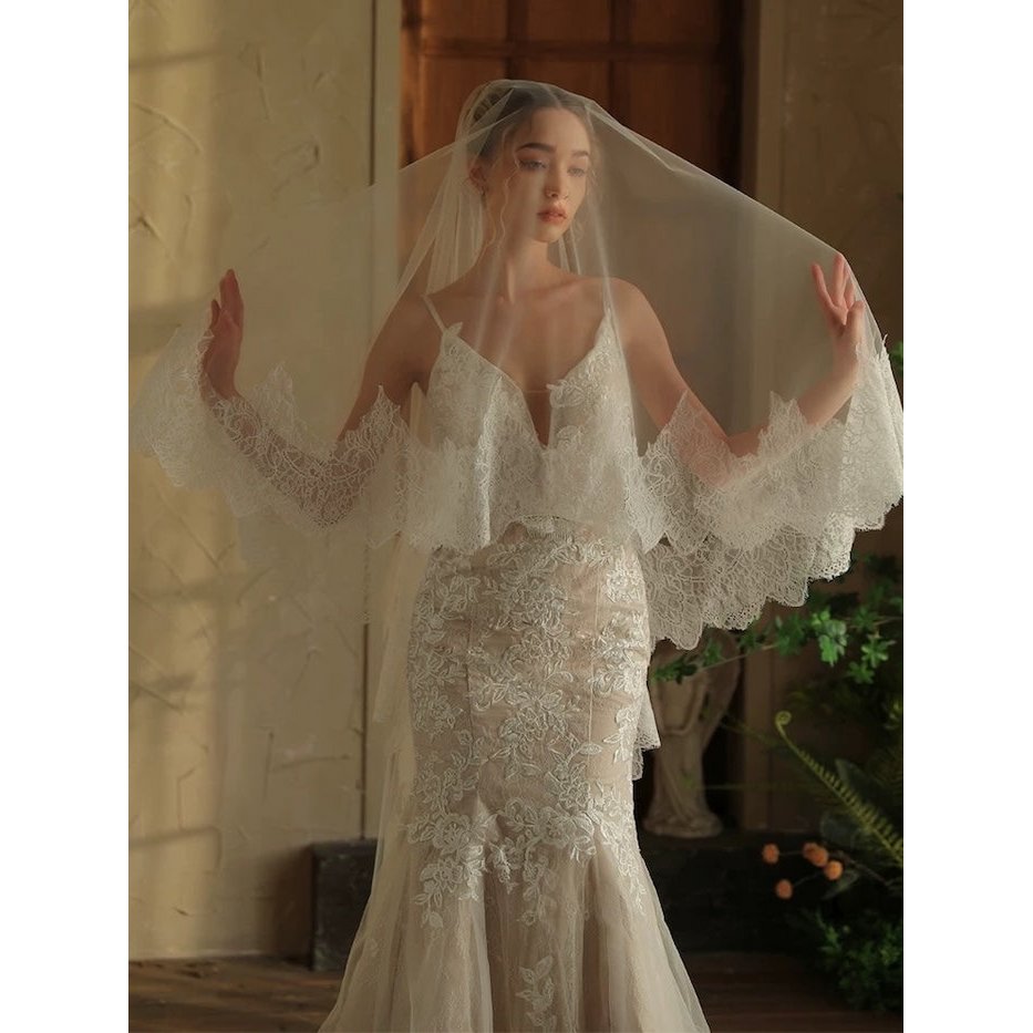 Cathedral Lace Bridal Veil – Royal Style - Iron it before use