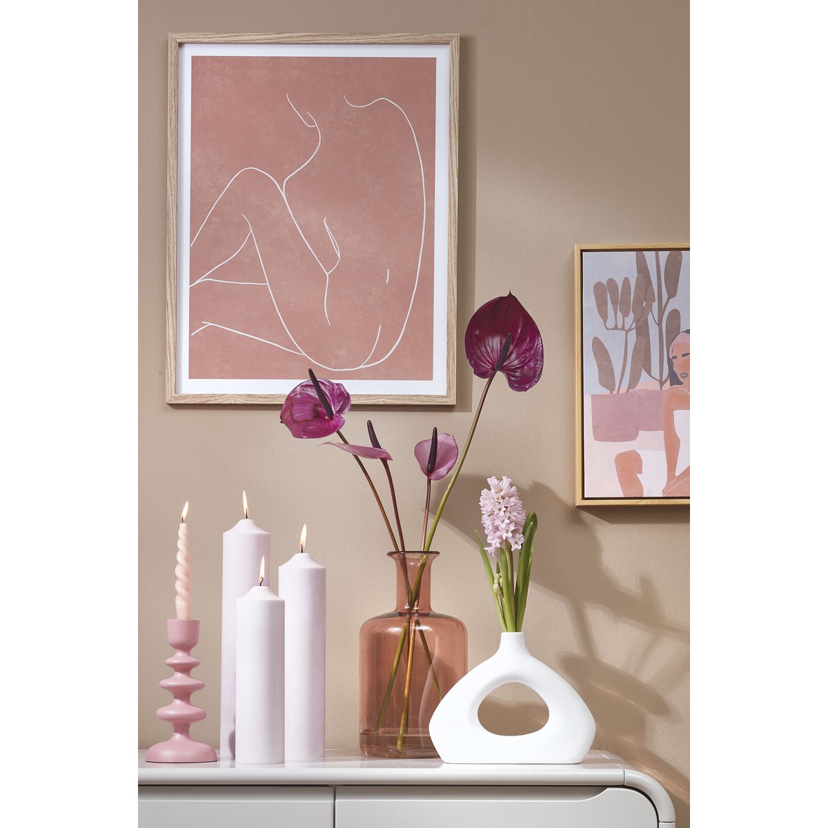 Dinner candle Twist Pink