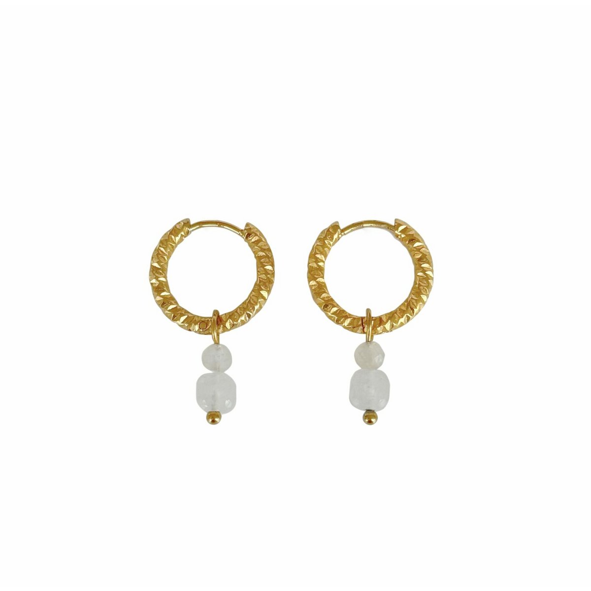 Chalcedone and Moonstone earrings - Gold