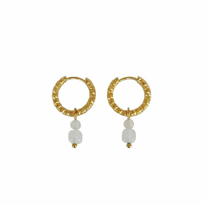 Chalcedone and Moonstone earrings - Gold
