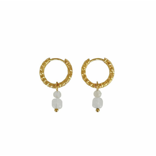 Chalcedone and Moonstone earrings - Gold