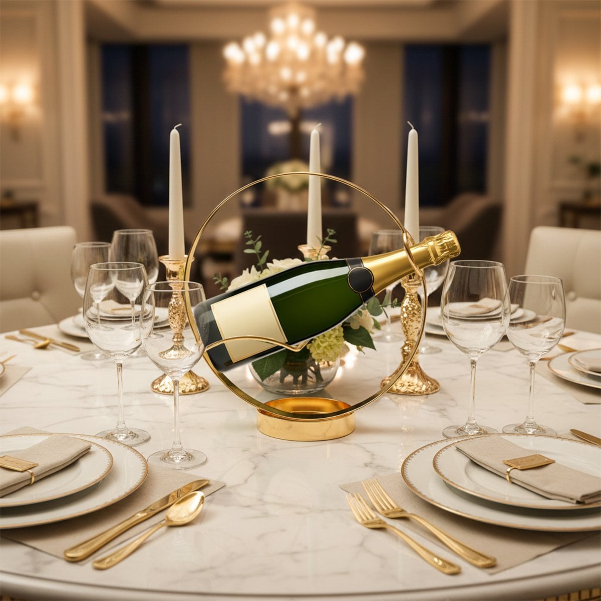 Gold metal bottle holder 25x10x26cm