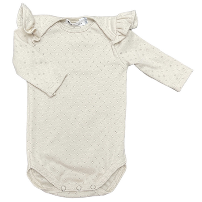 Long sleeve romper pointelle natural beige
