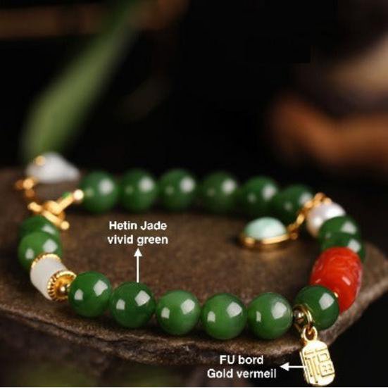 Hetian Jade Beads Tibetan Totem Bracelet