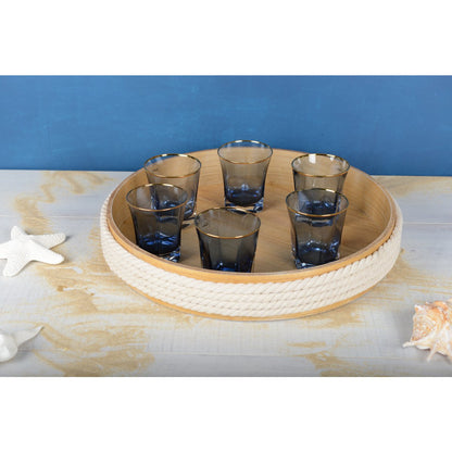 Round wooden tray with 45cm rope