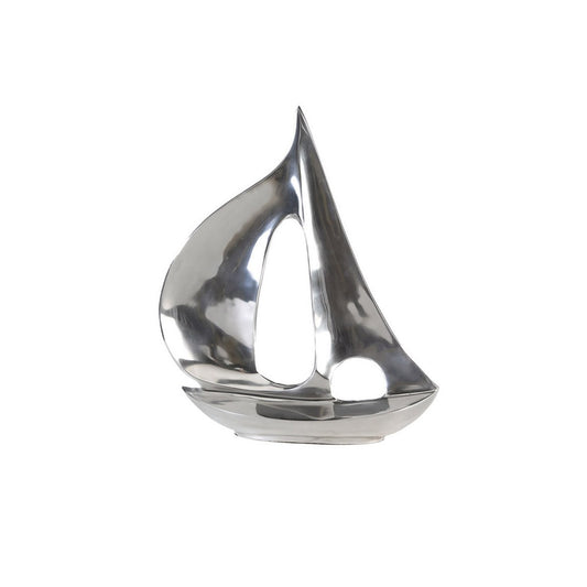 Aluminum sculpture "Boat" polished H.35cm