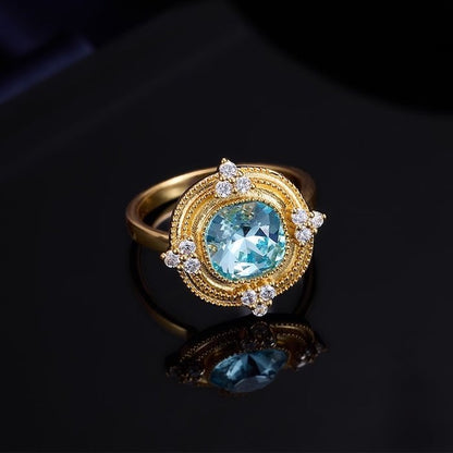 Royal Style Sky Blue Halo Ring