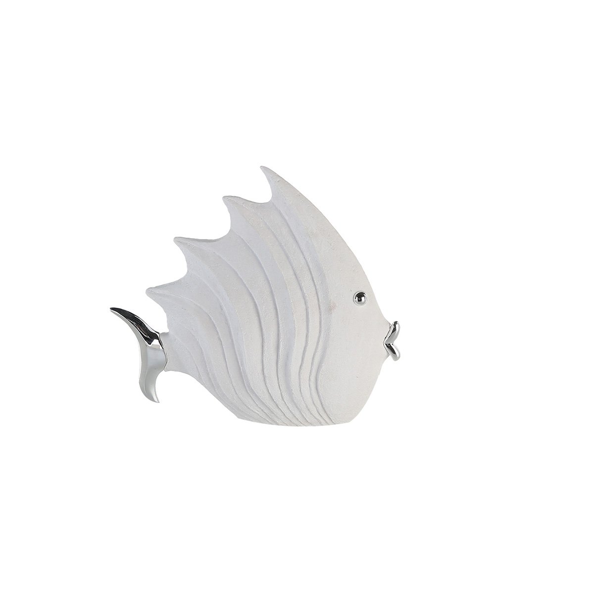 Figure "fish", poly, white / sil, height 26cm