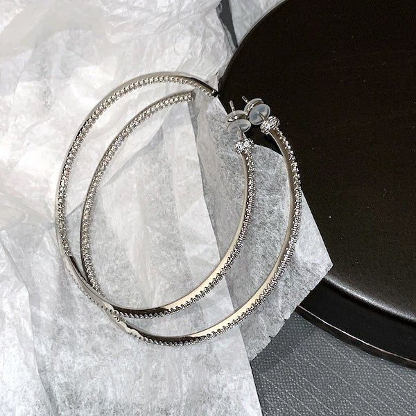 Oversized Sparkling Hoop Earrings-360 Degree Glamour